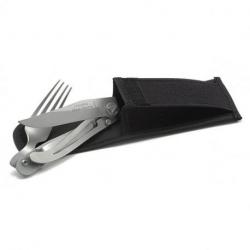 Pochette cuir fourchette + couteau Liner Lock Laguiole