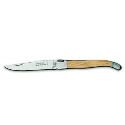 Couteau de poche Laguiole traditionnel 9cm manche bois d'oliver mitre inox