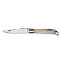 Couteau de poche Laguiole 12cm + tire-bouchon manche corne mitre inox