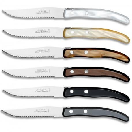 Coffret hêtre berlingot 6 couteaux et 6 fourchettes manches panachés