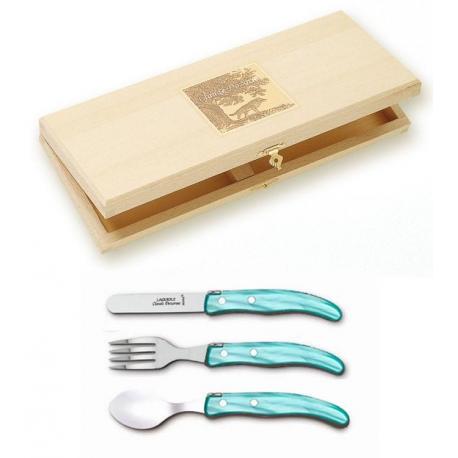 Coffret hêtre 3 pièces enfant Berlingot manche nacrine