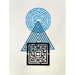 Linogravure série Labyrinthe N°7-23-2