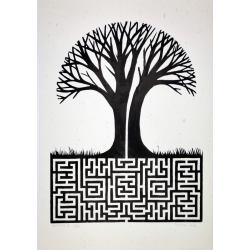 Linogravure série Labyrinthe N°17