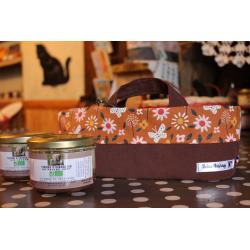 Panier Garni Tissu Fleurs Marron vintage 3 terrines au choix