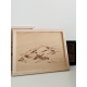 Tableau en bois avec gravure du Puy de Dôme et du Pariou