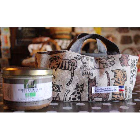 Panier Garni Tissu Chats Beige 2 terrines au choix Panier Garni Tissu Chats Beige 2 terrines au choix