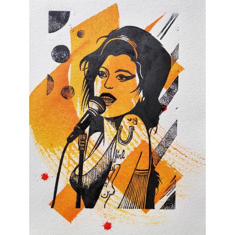 Linogravure Amy Winehouse Linogravure Amy Winehouse