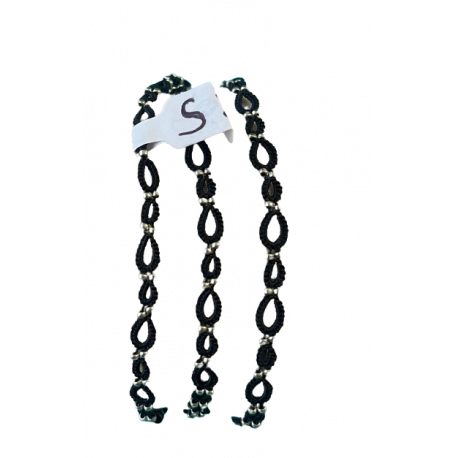 Bracelet S frivolité 3 tours noir Bracelet S frivolité 3 tours noir