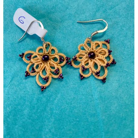 Boucles d'oreilles frivolité jaunes Boucles d'oreilles frivolité jaunes