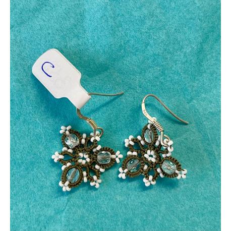 Boucles d'oreilles frivolité grises Boucles d'oreilles frivolité grises