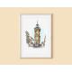 Issoire, Tour de l'Horloge - Tirage aquarelle A4 ou carte postale