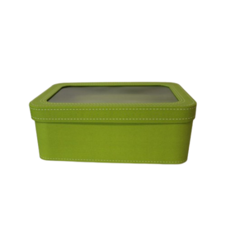 Coffret cartonné avec fenêtre PVC anis