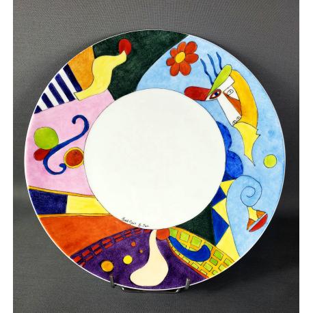 Assiette porcelaine moderne géométrique multicolore Assiette porcelaine moderne géométrique multicolore