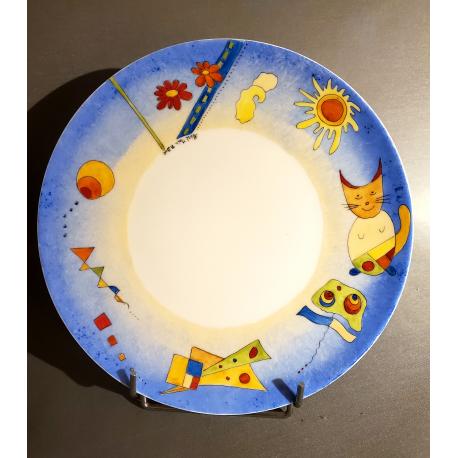 Assiette porcelaine bleu histoire de chat Assiette porcelaine bleu histoire de chat