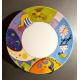 Assiette porcelaine moderne géométrique multicolore