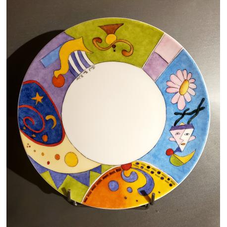 Assiette porcelaine moderne géométrique multicolore Assiette porcelaine moderne géométrique multicolore