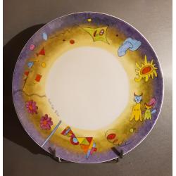 Assiette porcelaine violette histoire de chat