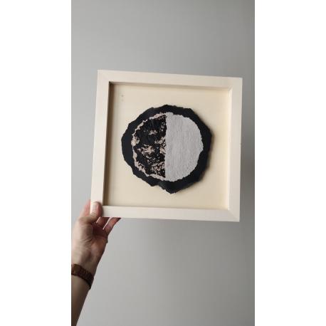 Tableau demi-lune, cadre carré en bois Tableau demi-lune, cadre carré en bois
