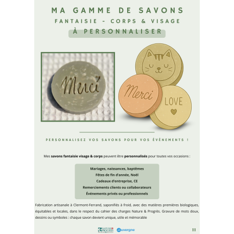 Lots savons FANTAISIE "merci", corps et visage