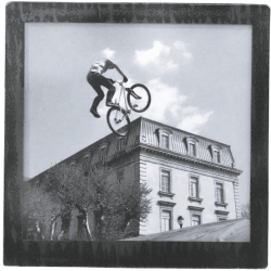 Grand magnet d'artiste photo Vélo acrobatique, pièce unique