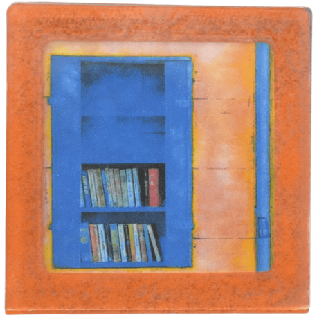 Petit magnet d'artiste photo Bibliothèque encrée