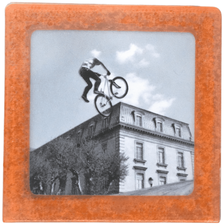 Petit magnet d'artiste photo Vélo acrobatique