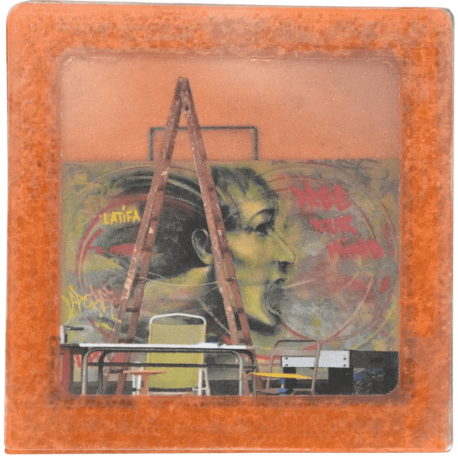 Petit magnet d'artiste photo Graff et escabeau