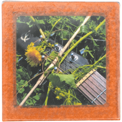Petit magnet d'artiste photo Guitare fleurie