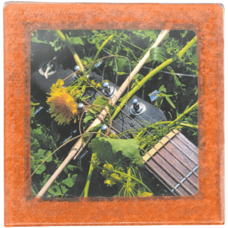 Petit magnet d'artiste photo Guitare fleurie