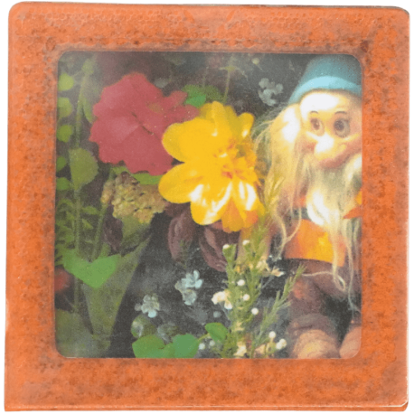 Petit magnet d'artiste photo Nain de jardin en décor