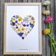 Affiche herbier coeur jaune et violet
