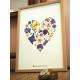 Affiche herbier coeur jaune et violet