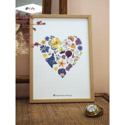 Affiche herbier coeur jaune et violet