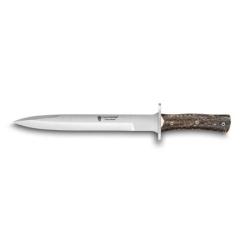 Grande dague manche bois de cerf Sambar + étui cuir