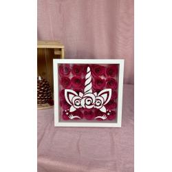 Cadre fleurs roses Licorne
