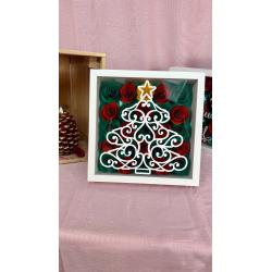 Cadre fleurs Sapin Noel