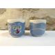Petite tasse visage gourmand bleu et blanc Petite tasse visage gourmand bleu et blanc