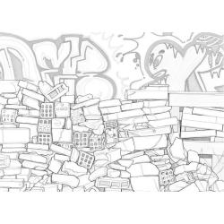 Cartes postales à colorier, thème graff