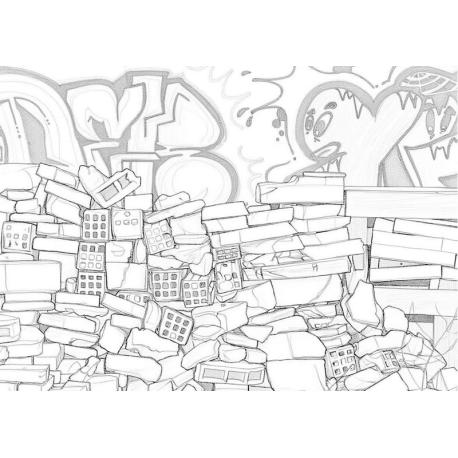 Cartes postales à colorier, thème graff