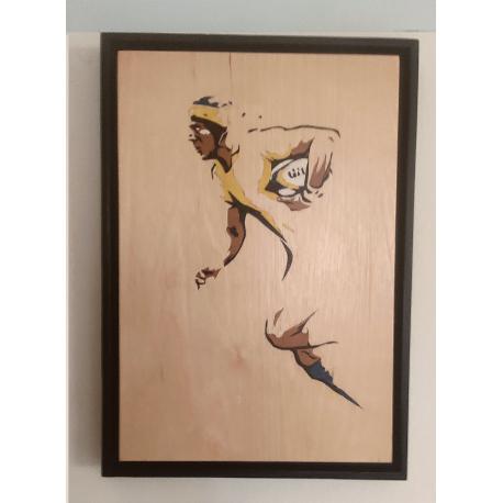 Marqueterie Rugbyman Jaune et bleu fond clair Marqueterie Rugbyman Jaune et bleu fond clair