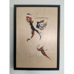 Marqueterie Rugbyman bleu blanc rouge fond clair