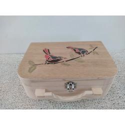 Boite à Thé Oiseaux gris foncé orange