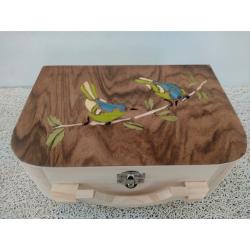 Boite à Thé Oiseaux bleu vert