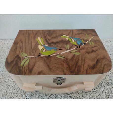 Boite à Thé Oiseaux bleu vert
