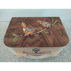 Boite à Thé Oiseaux gris clair orange