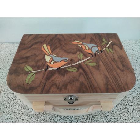 Boite à Thé Oiseaux gris clair orange