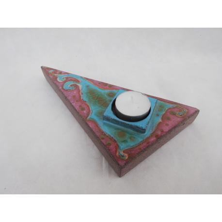 Bougeoir aux couleurs turquoise et rose nacré
