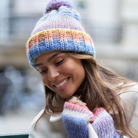 Bonnet Rafael avec pompon -Ecru jaune
