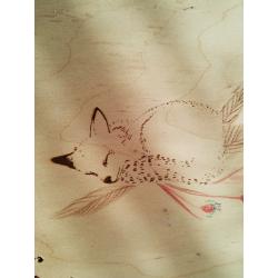 décoration en bois renard