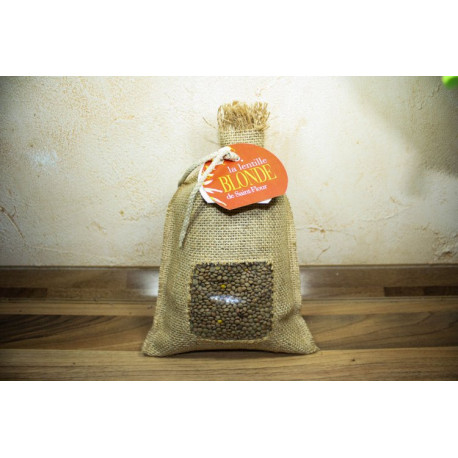 Lentille blonde de Saint-Flour - Toile de jute 500g Lentille blonde de Saint-Flour - Toile de jute 500g
